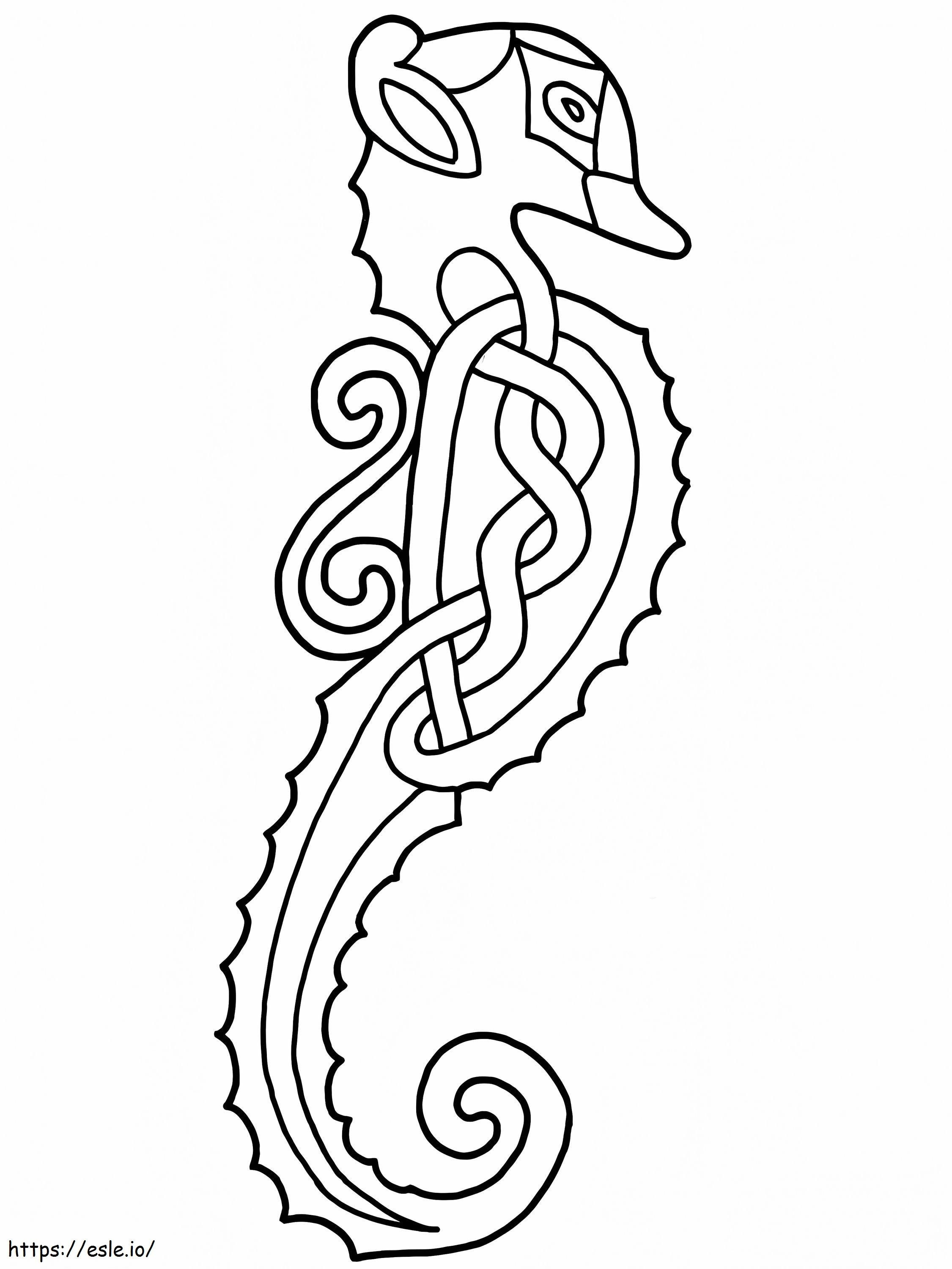 Diseño de caballito de mar celta para colorear