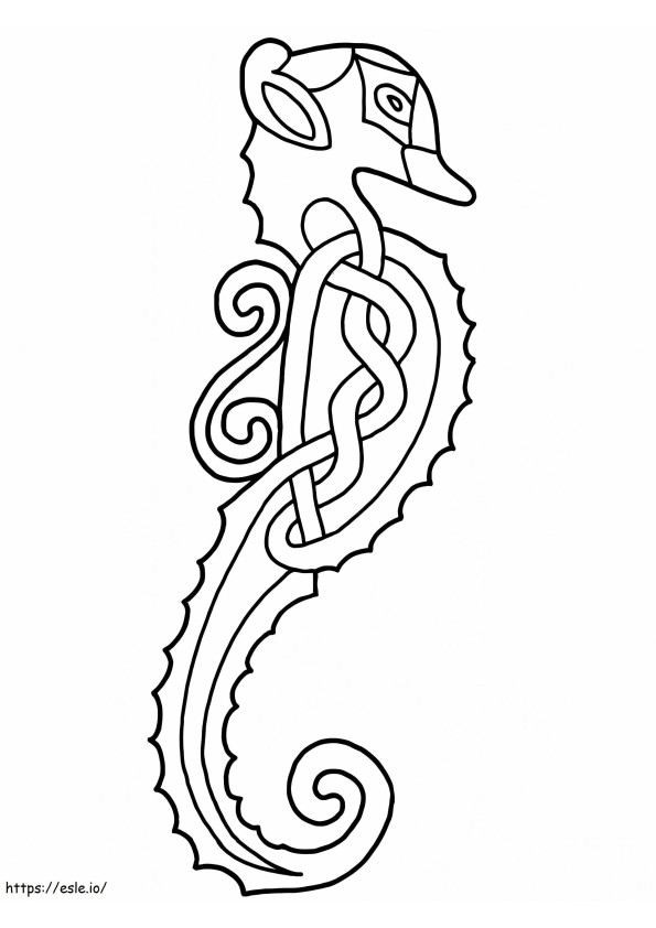 Desain Kuda Laut Celtic Gambar Mewarnai
