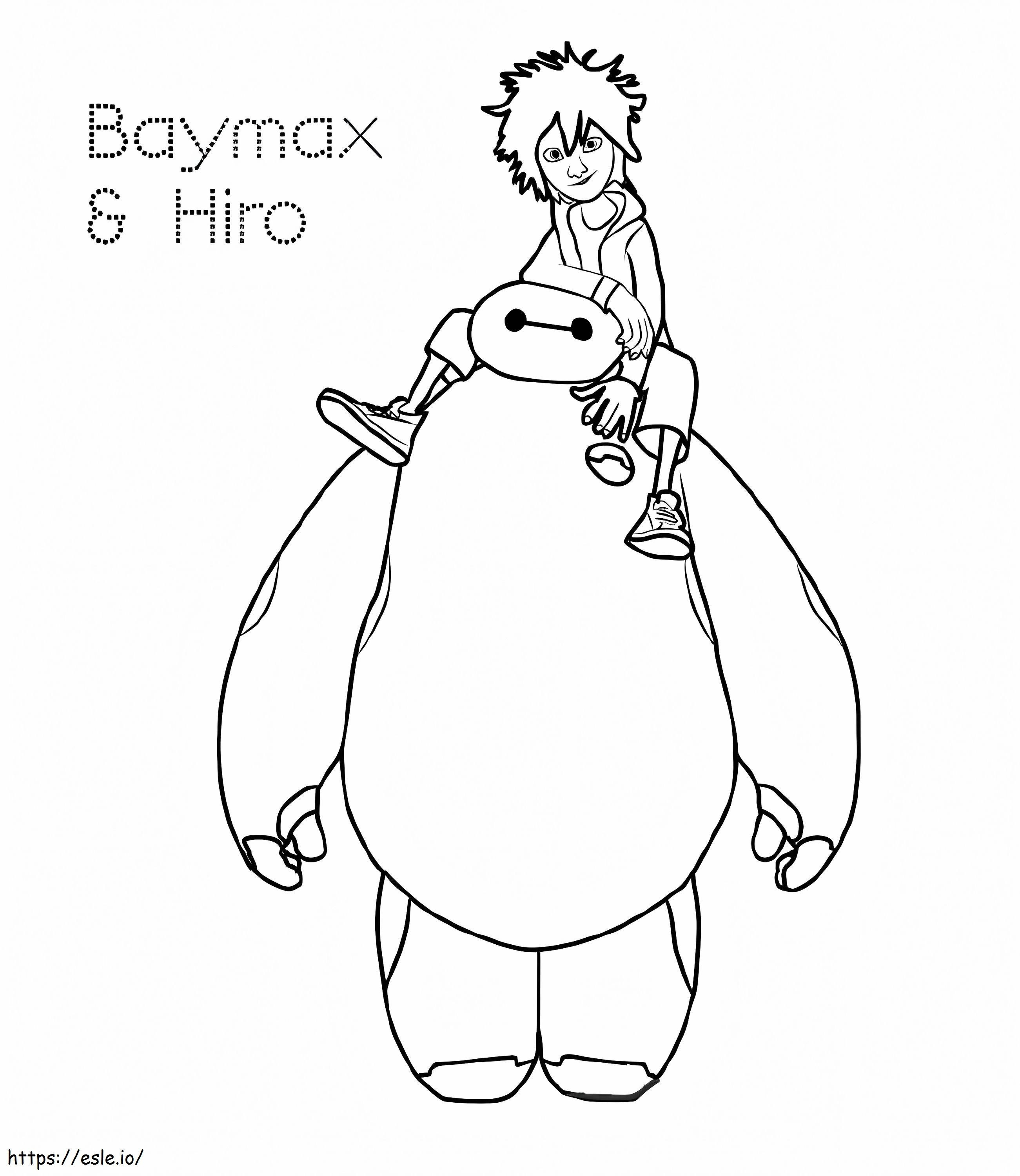 Hiro e Baymax para colorir