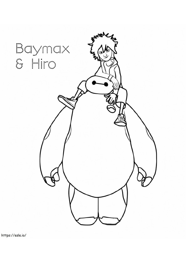 Hiro e Baymax para colorir
