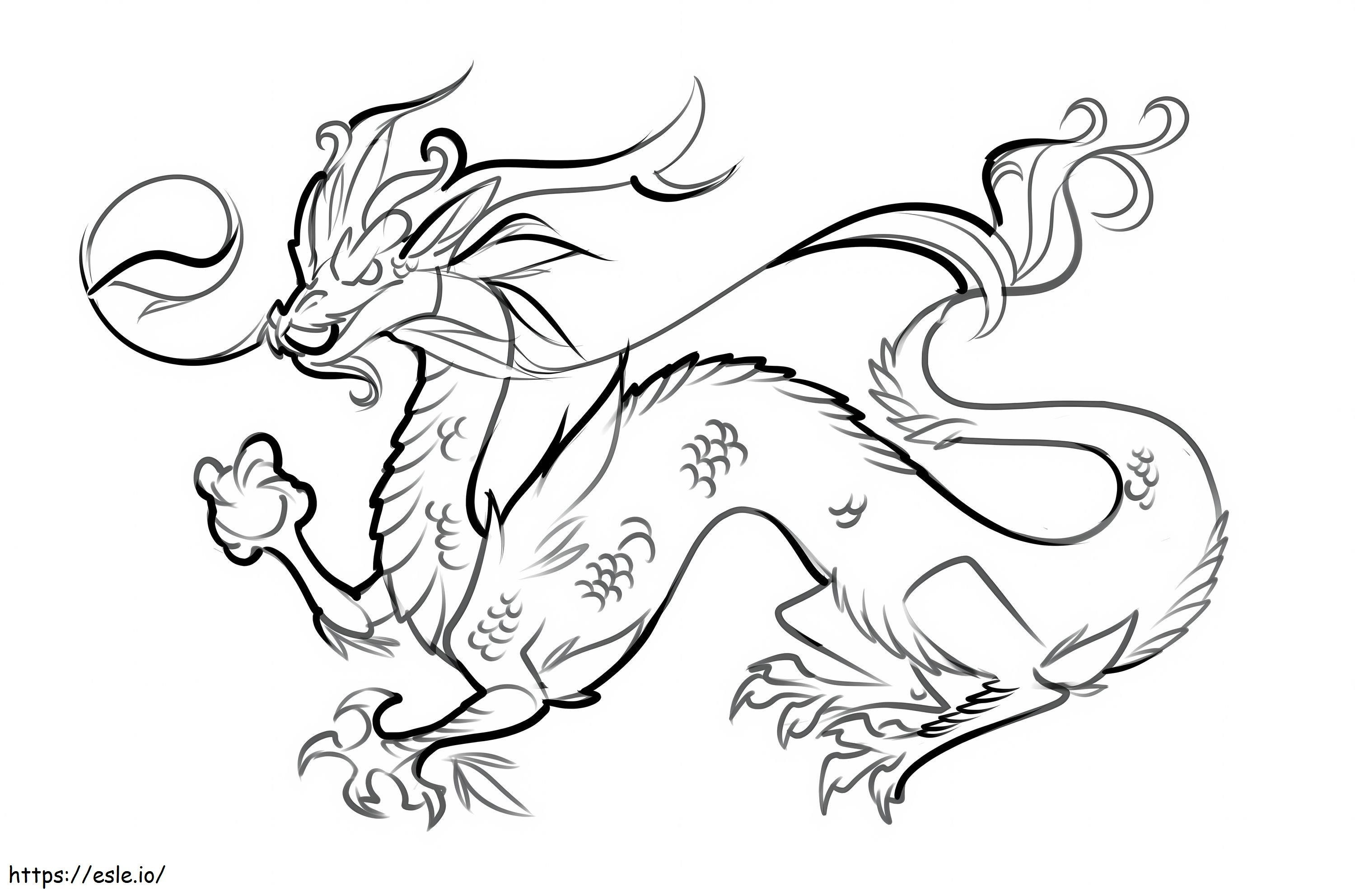 Dragonul chinez puternic de colorat