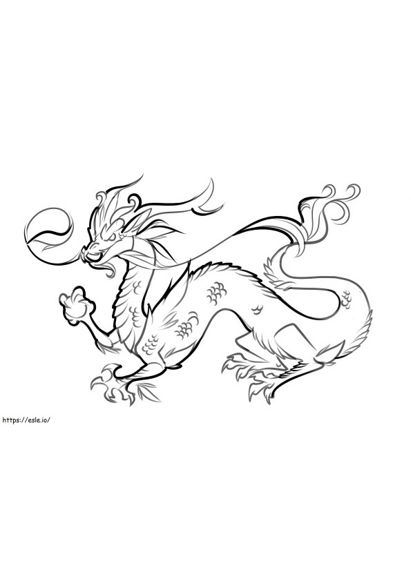 Dragonul chinez puternic de colorat
