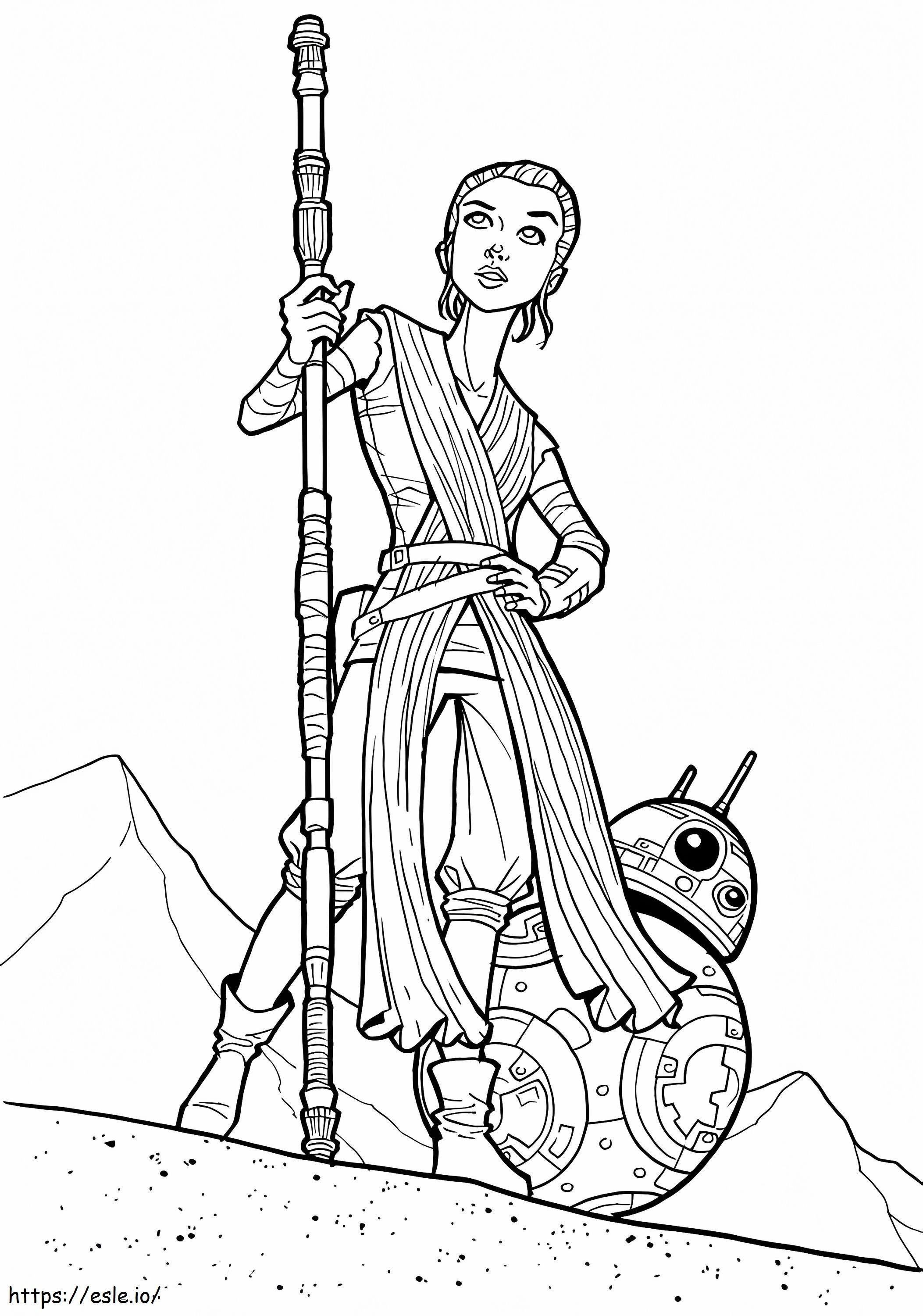 Rey And BB 8 From Star Wars coloring page
