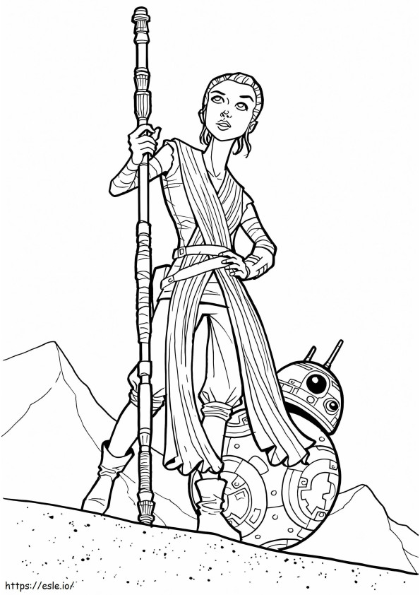 Rey și BB 8 din Star Wars de colorat