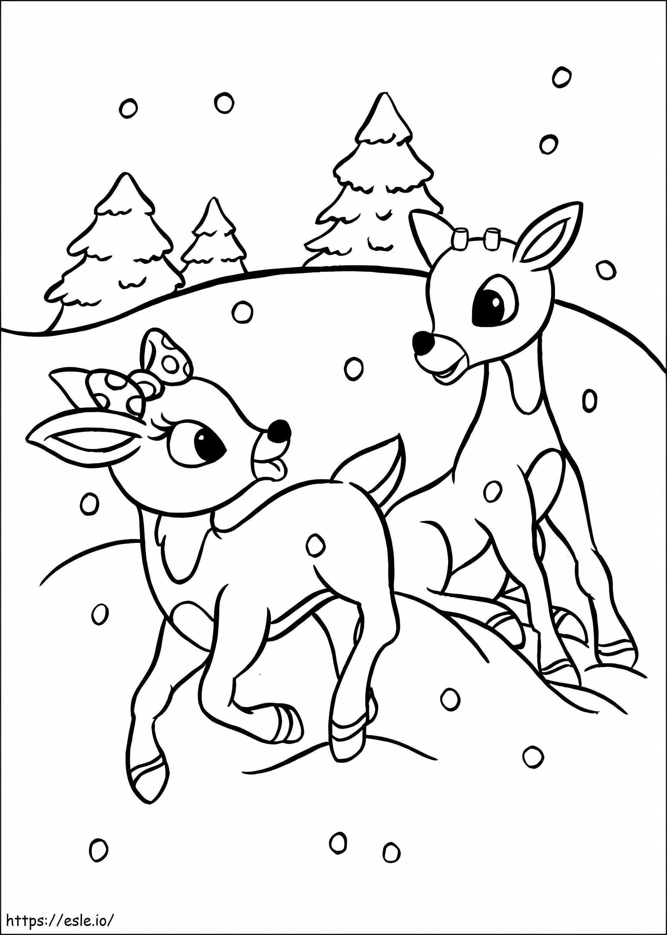 Rudolph met Clarice kleurplaat kleurplaat