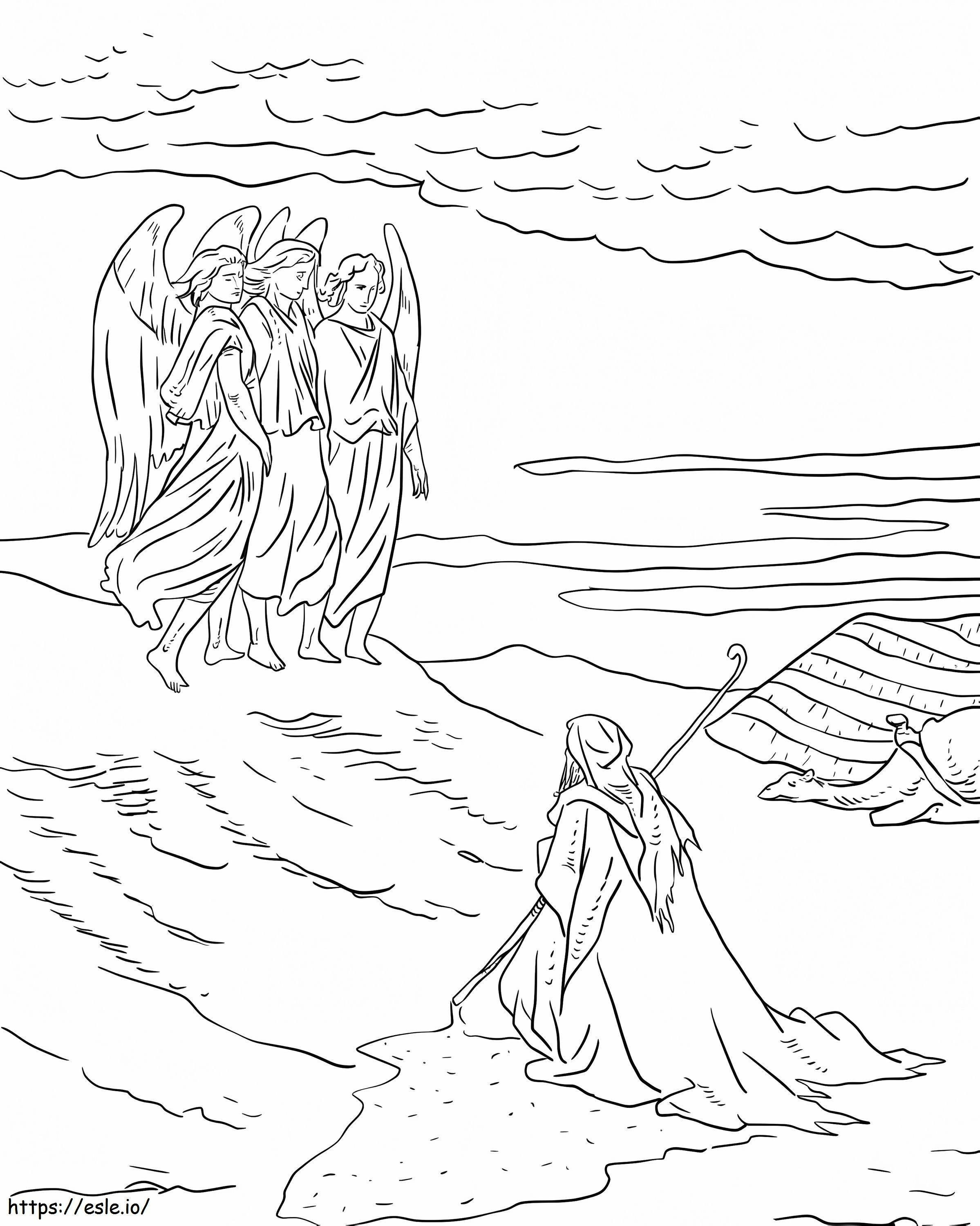 Abraão e os três anjos para colorir