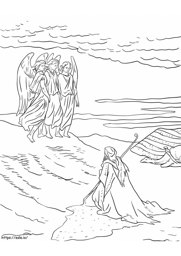 Abraham ja kolme enkeliä värityskuva