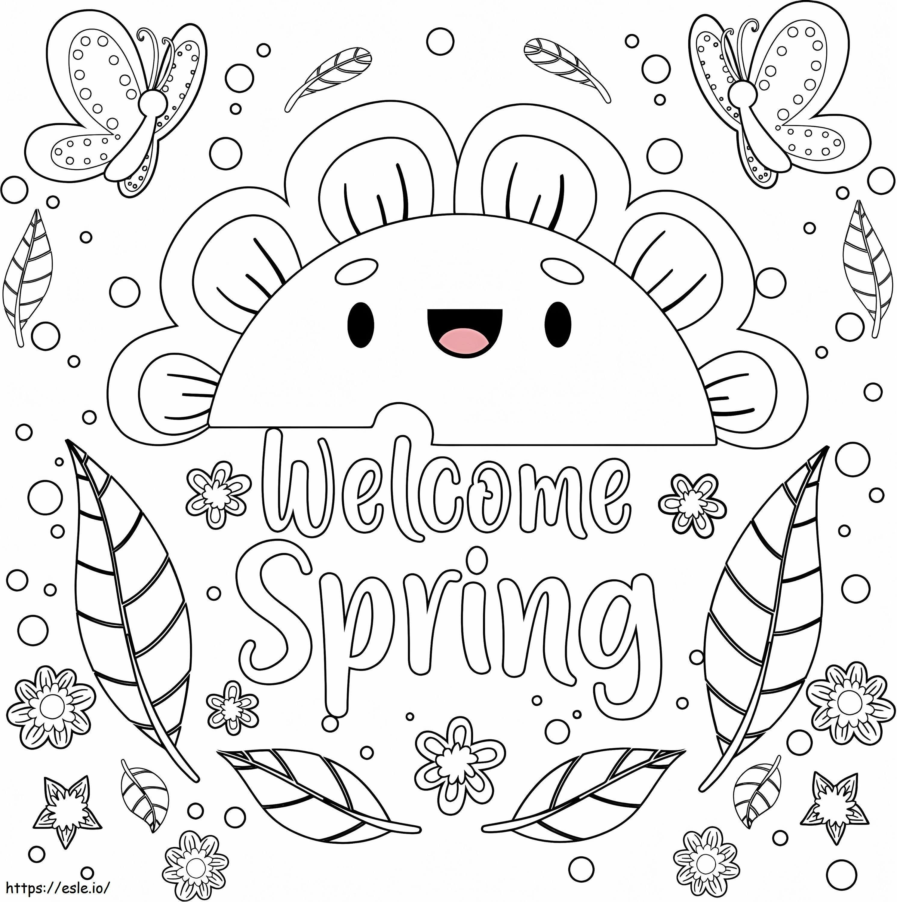 Desen animat Bun venit primăvara de colorat