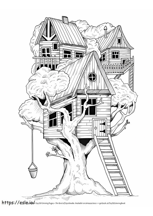 Tree House A4 coloring page