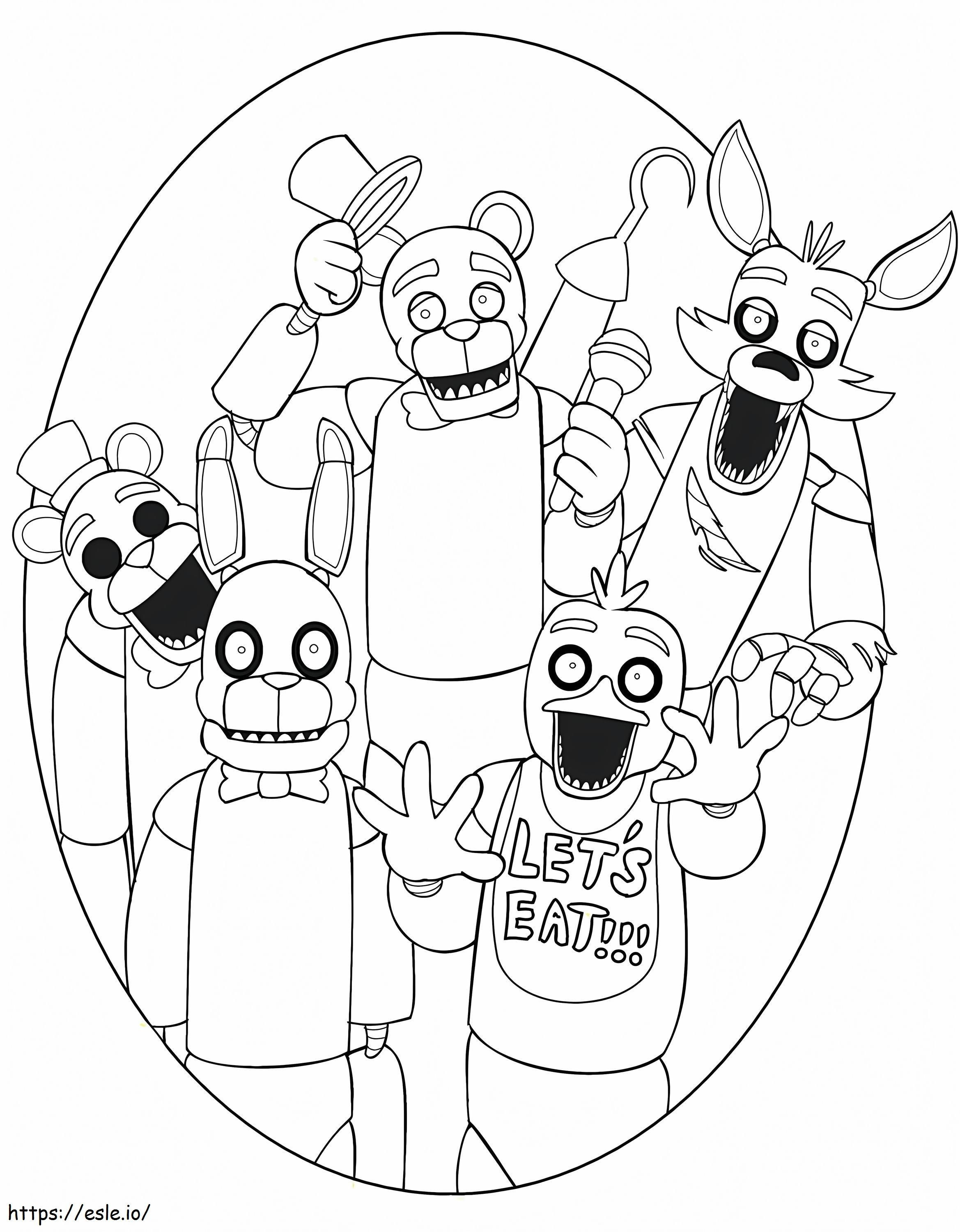 Characters In FNAF coloring page