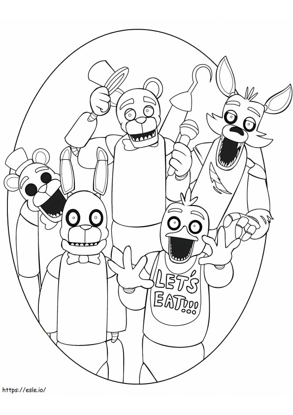 Characters In FNAF coloring page