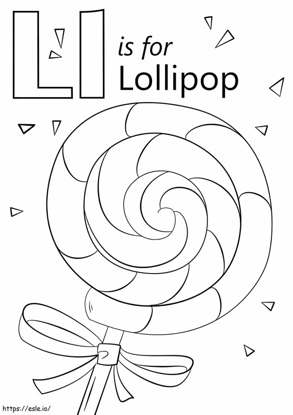 Lollipop-kirjain L värityskuva