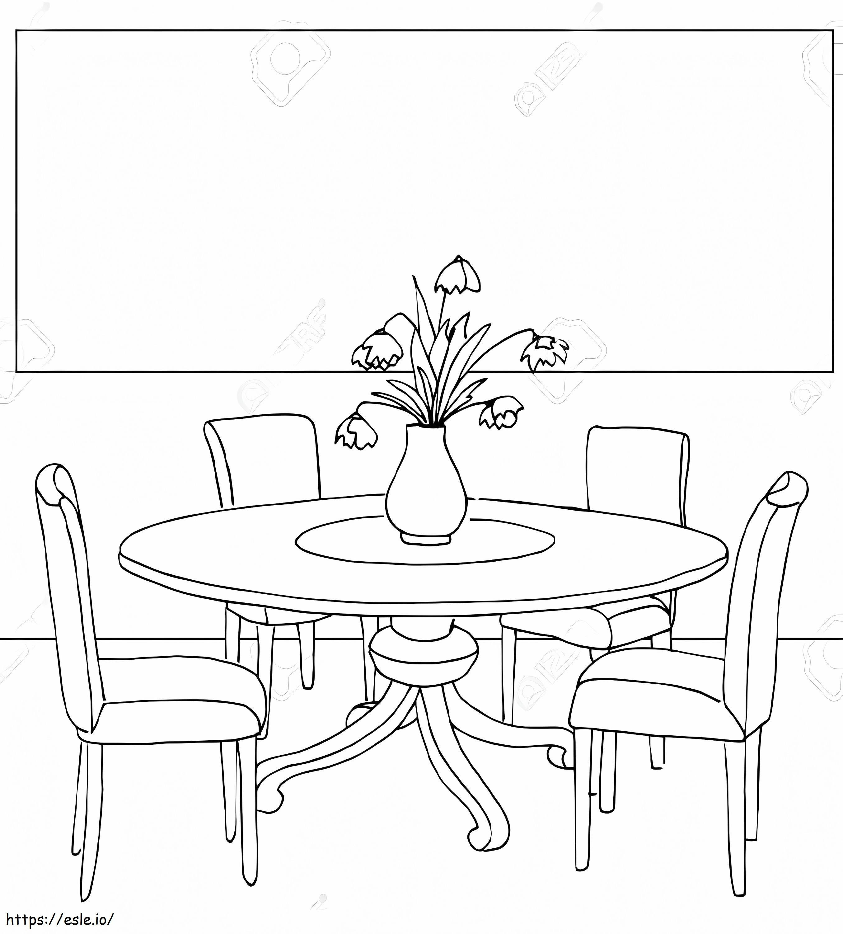Olohuoneen pöytä värityskuva