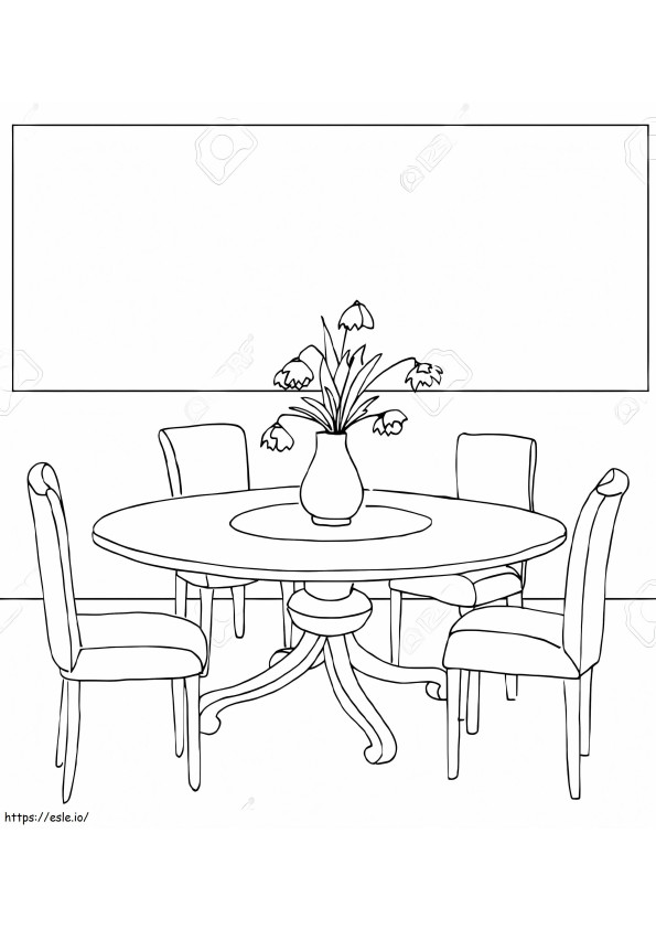 リビングルームのテーブル ぬりえ - 塗り絵