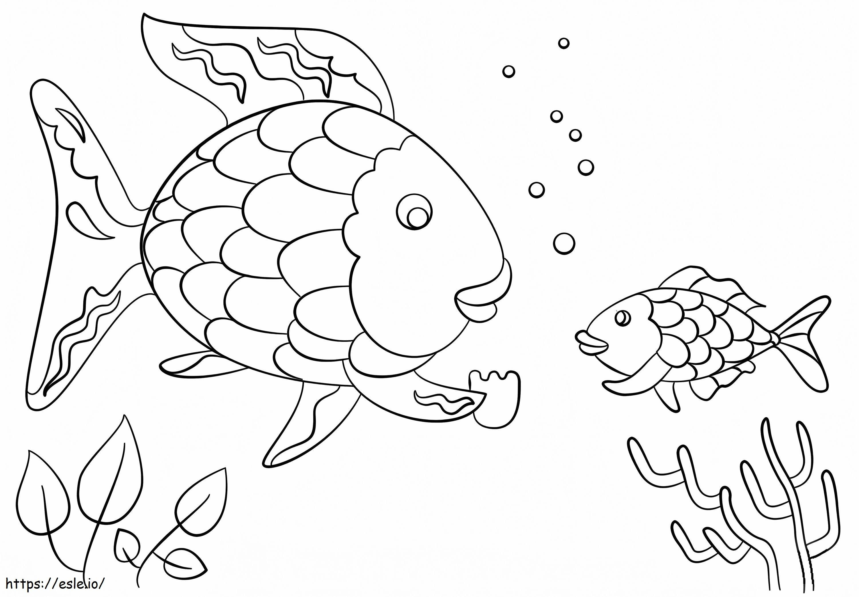 Rainbow Fish Gives A Precious Scales To Small Fish coloring page