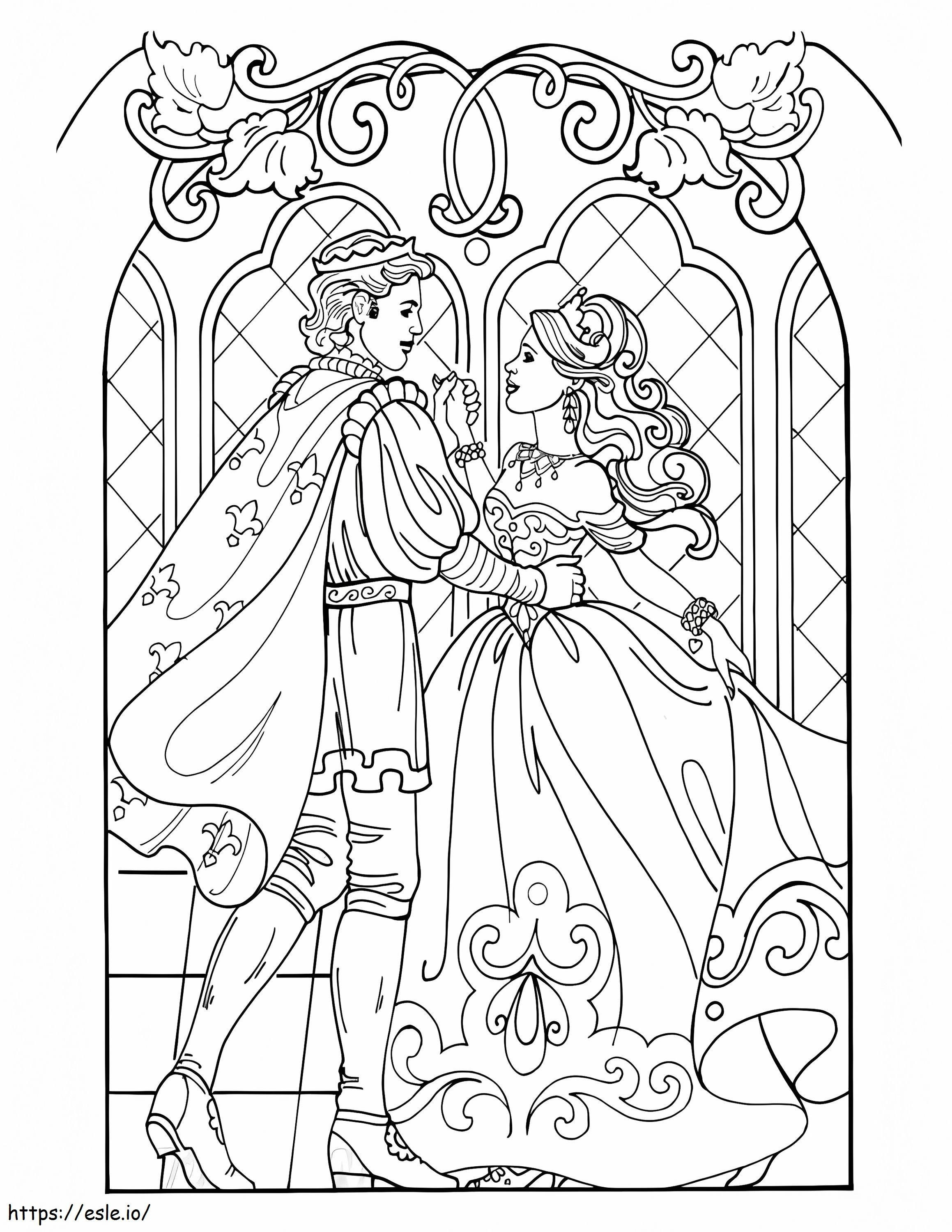Princesa Leonora e Príncipe para colorir