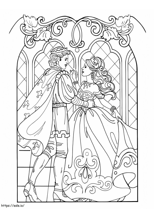 レオノーラ姫と王子 ぬりえ - 塗り絵