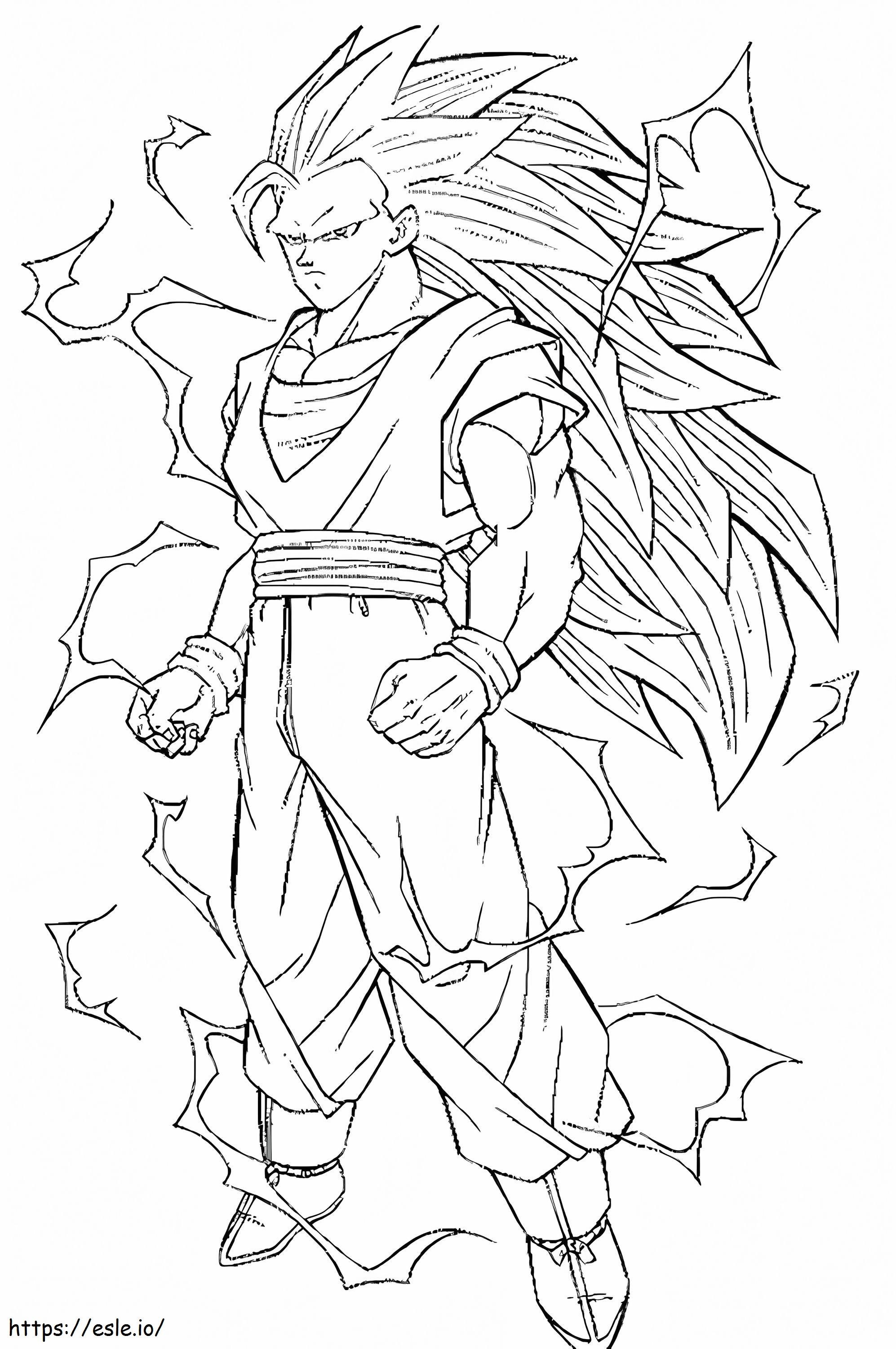 Goku transformado em Super Saiyajin 3 para colorir e imprimir