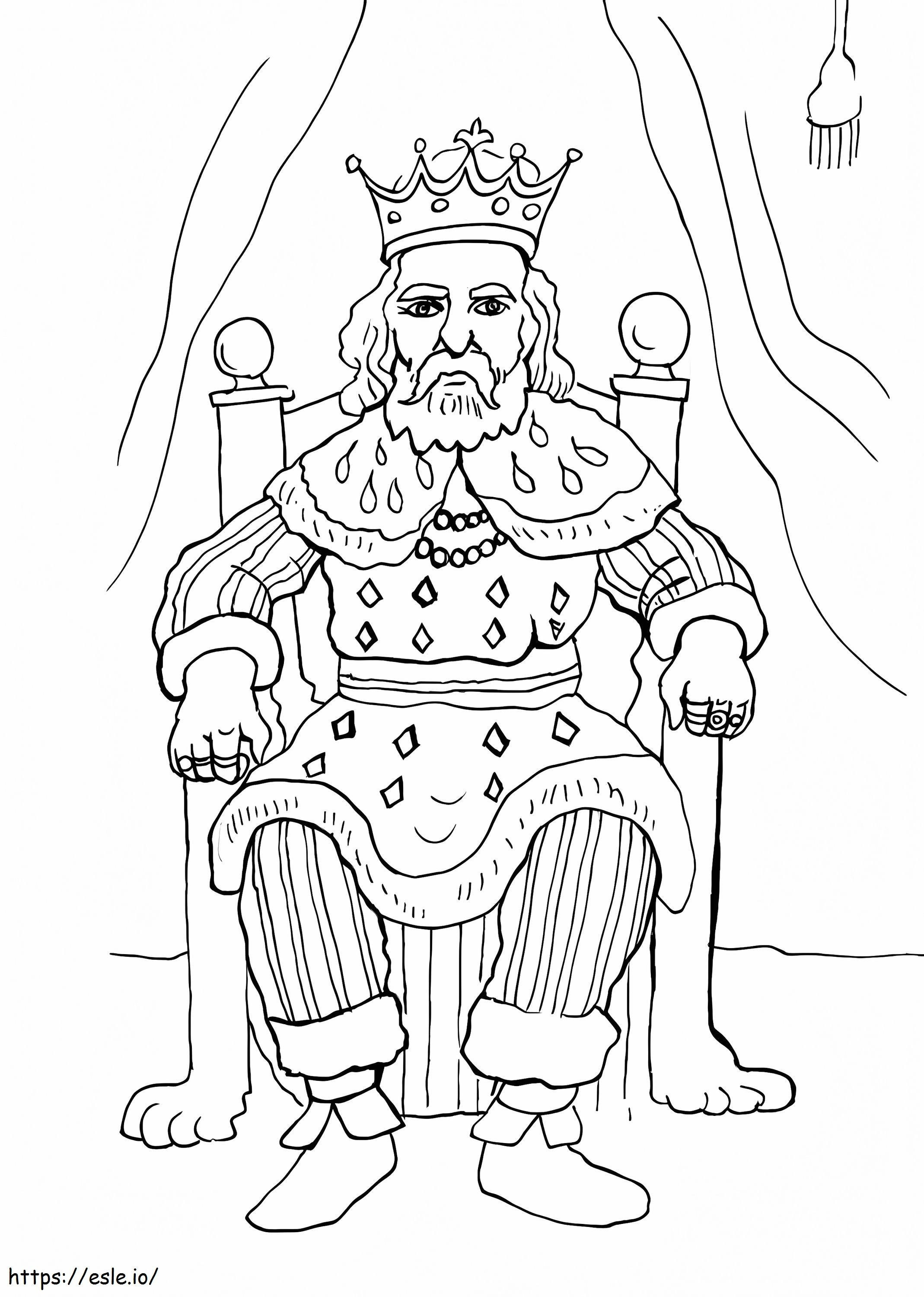 Coloriage Vieux roi assis à imprimer dessin
