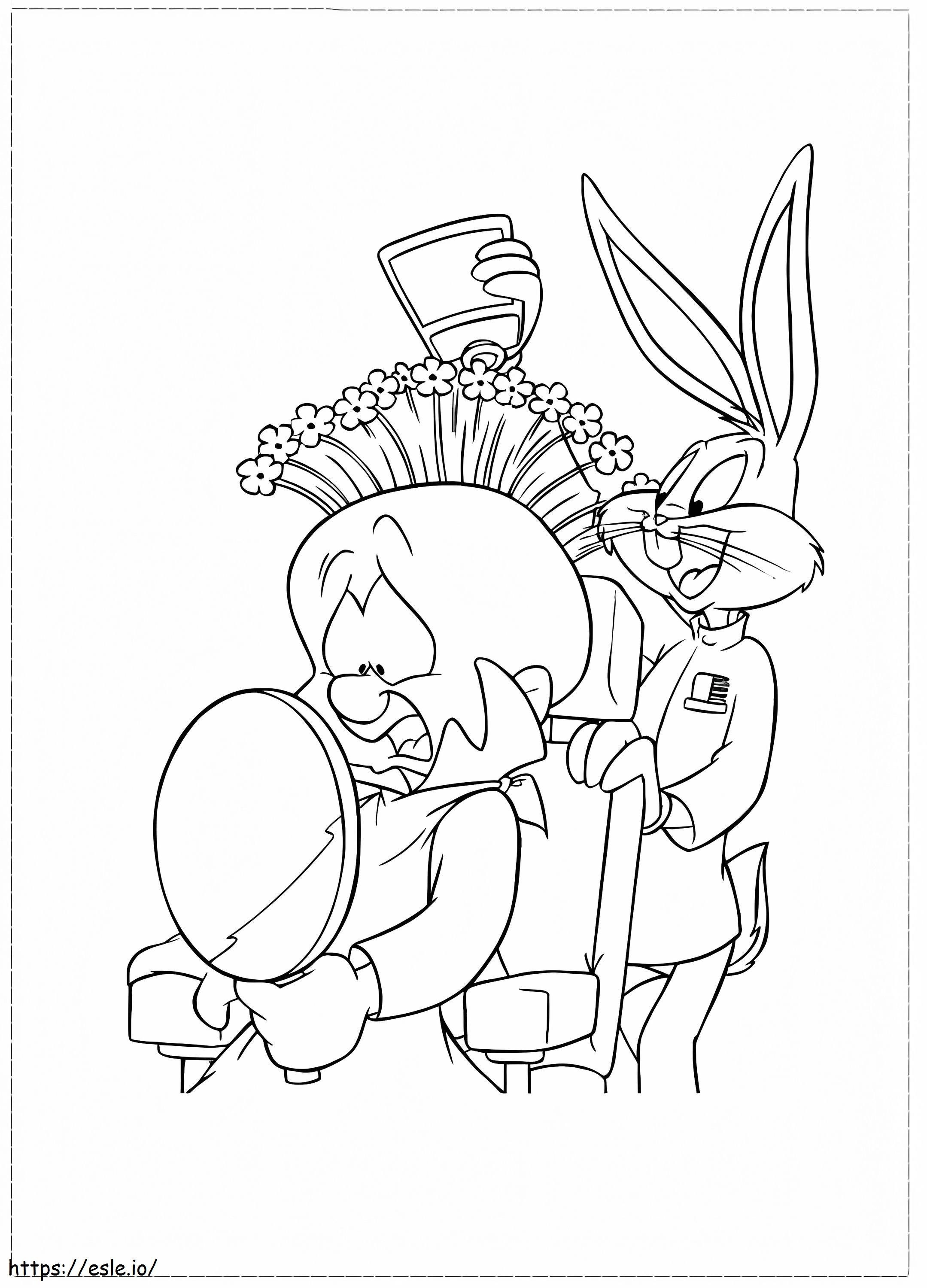 Bugs Bunny en Elmer Fudd 1 kleurplaat kleurplaat