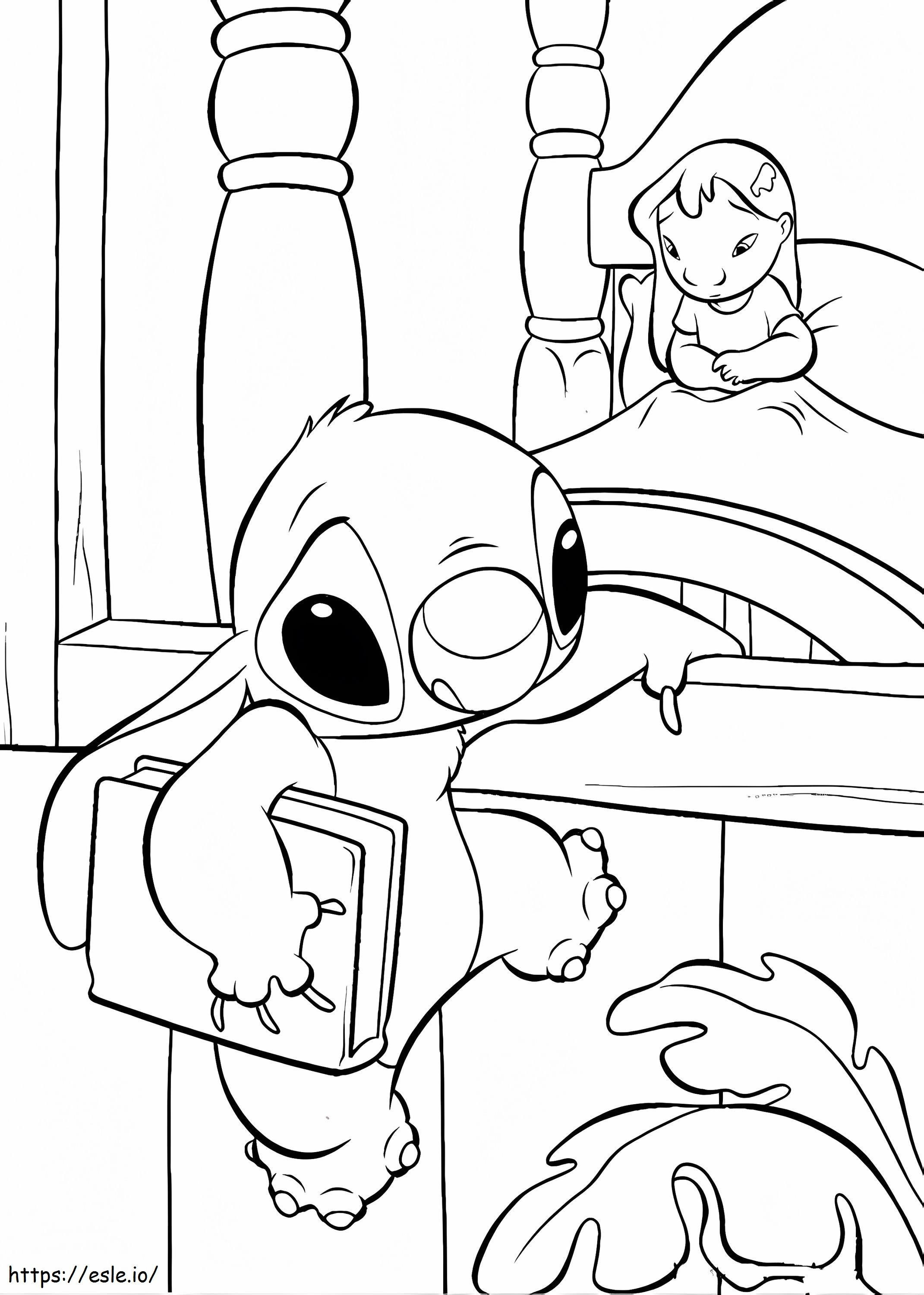 Stitch And Lilo Are Sad A4 coloring page