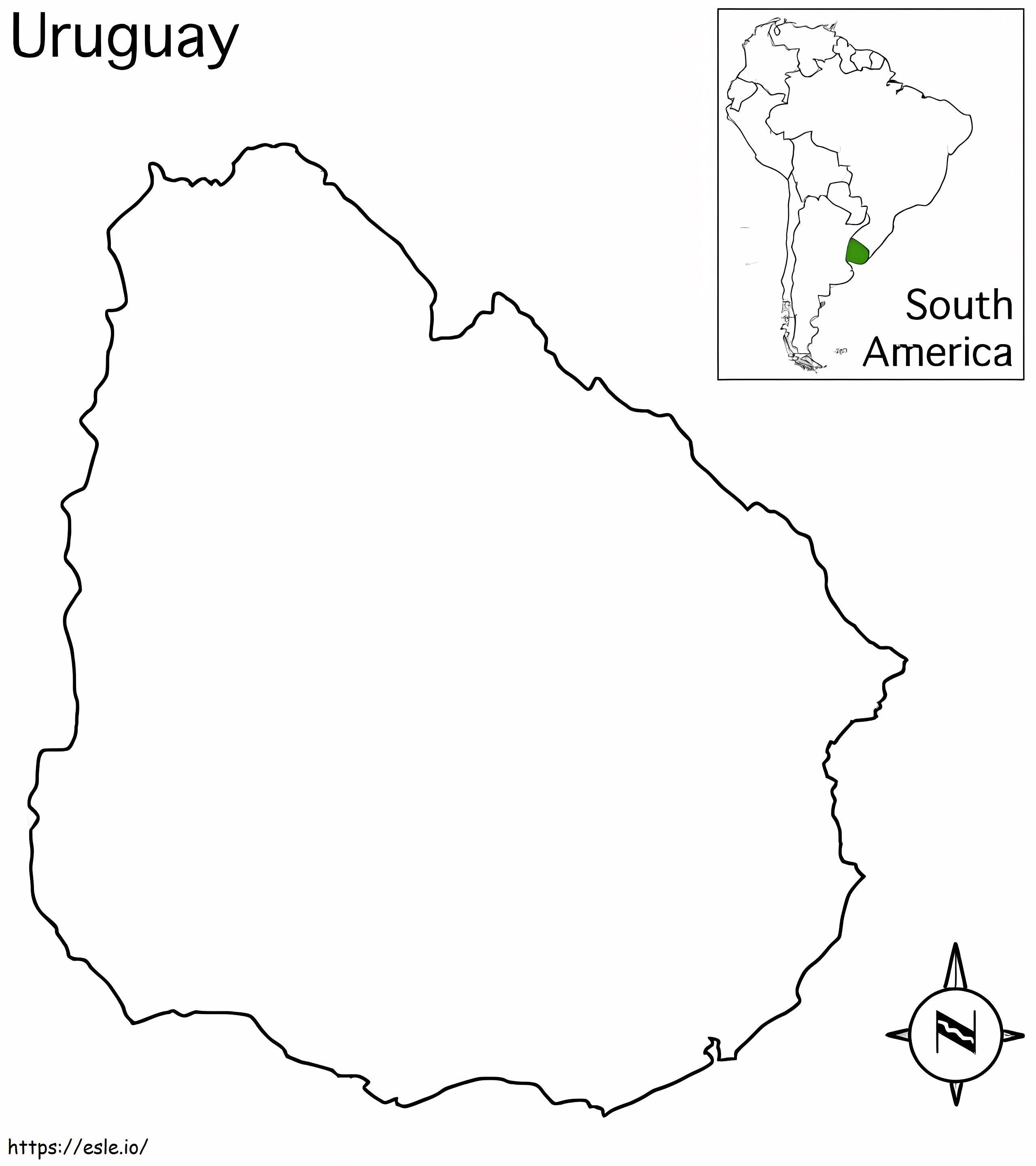 Mappa Dell'Uruguay da colorare