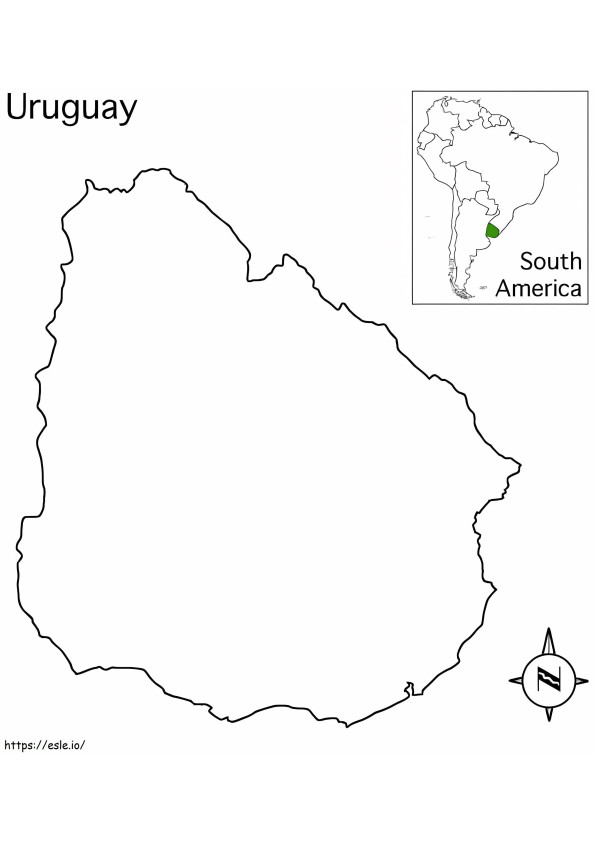Uruguayn kartta värityskuva