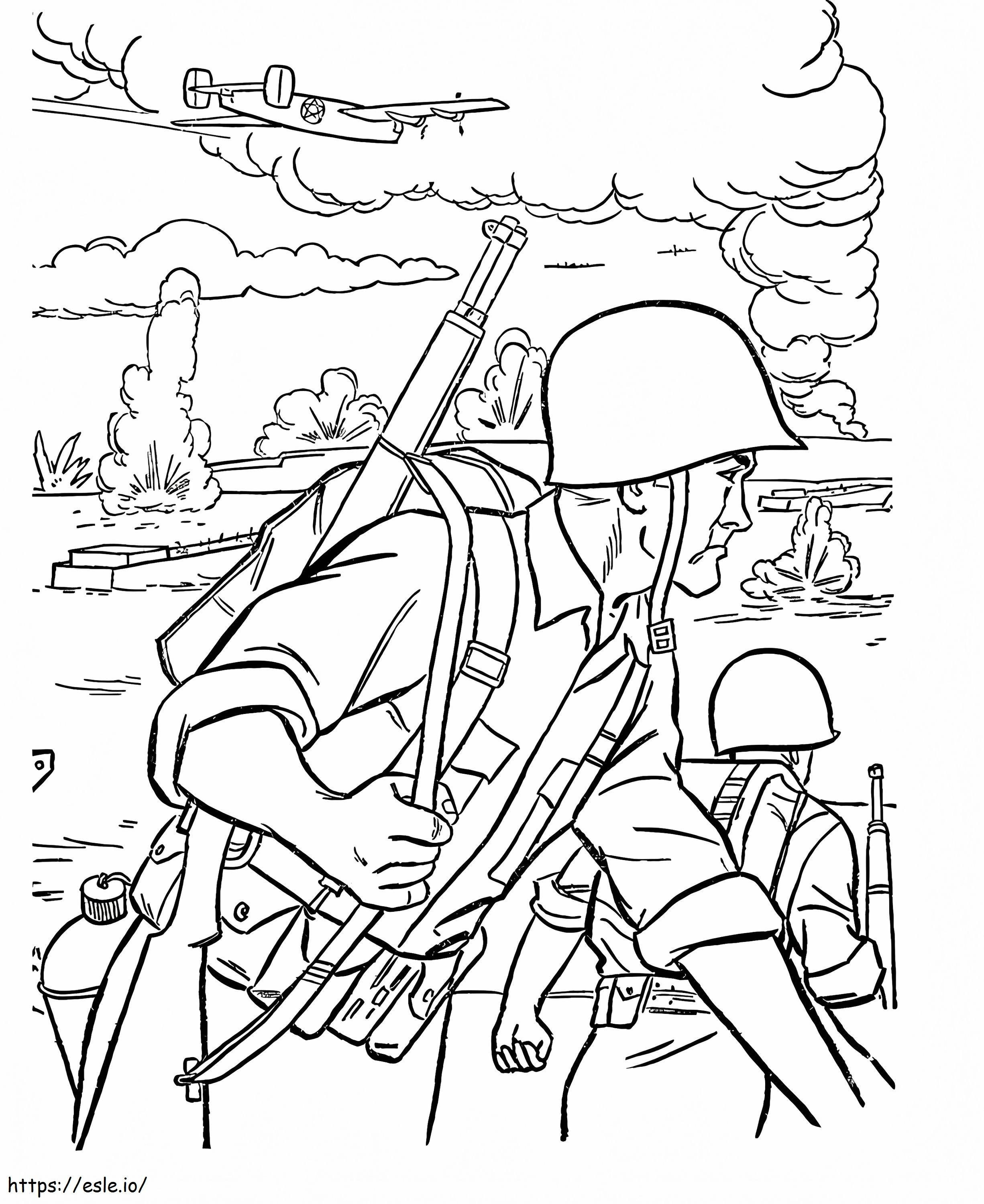 Coloriage Soldat en guerre à imprimer dessin