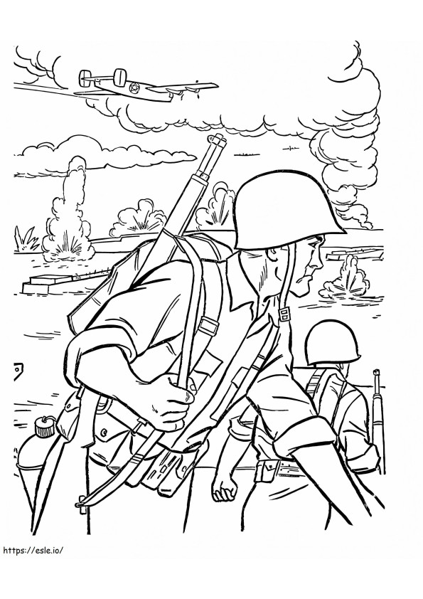 戦争中の兵士 ぬりえ - 塗り絵