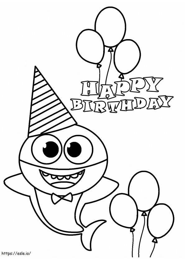 Happy Birthday Baby Shark coloring page