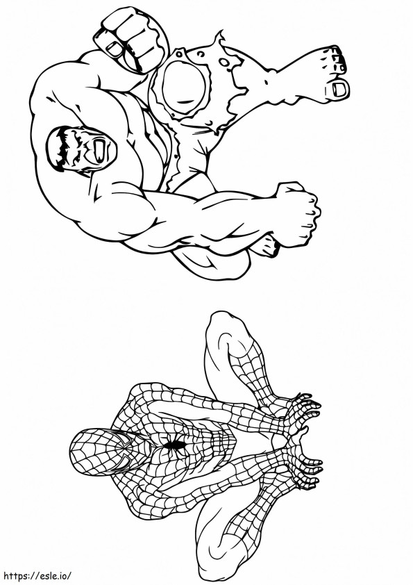 Hulk Spiderman Coloring A4 coloring page