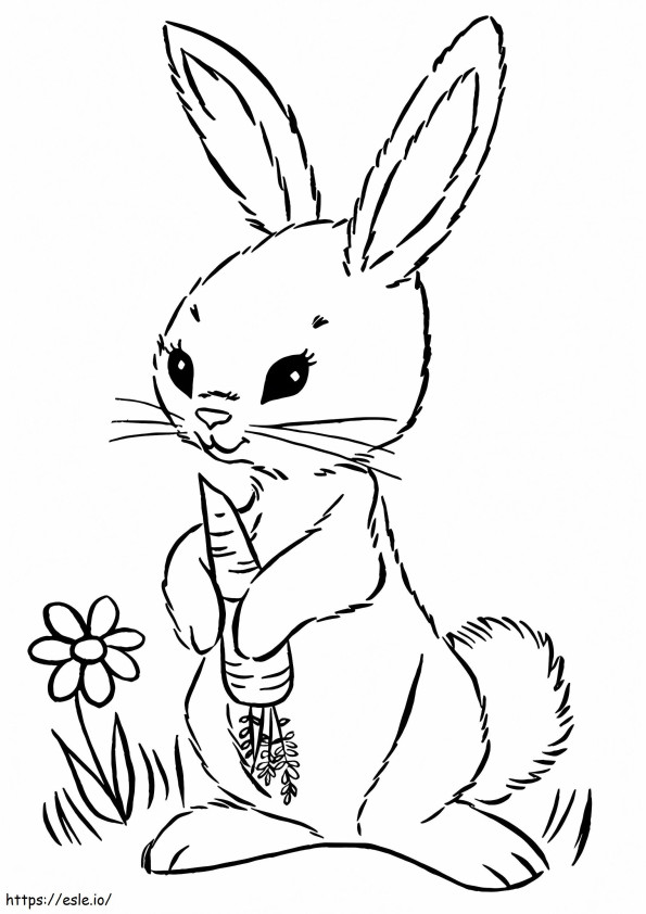 Coloriage  Le lapin à la carotte A4 à imprimer dessin