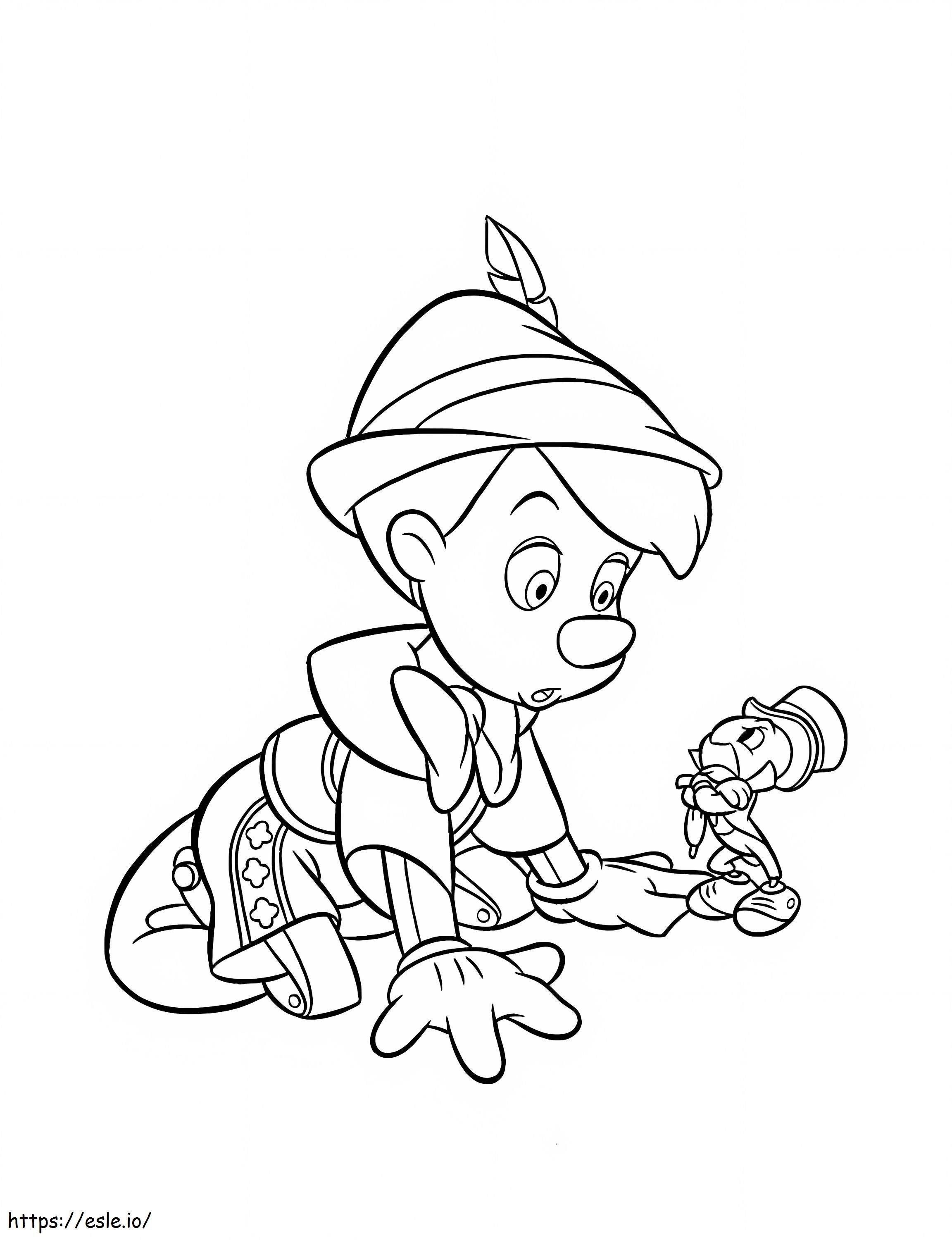 Pinocchio kuuntelee värityskuva