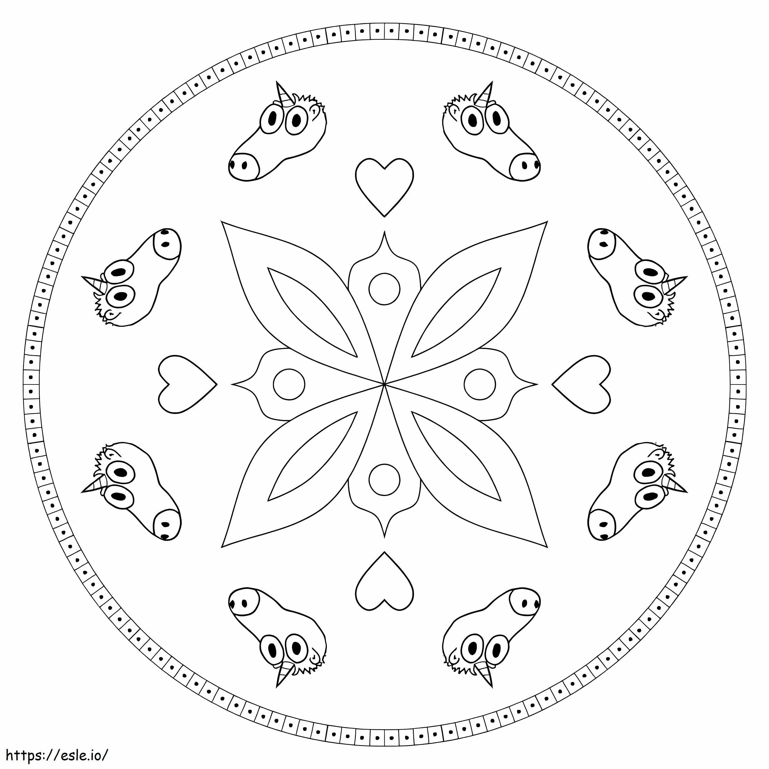 Coloriage Mandala Licorne 16 à imprimer dessin