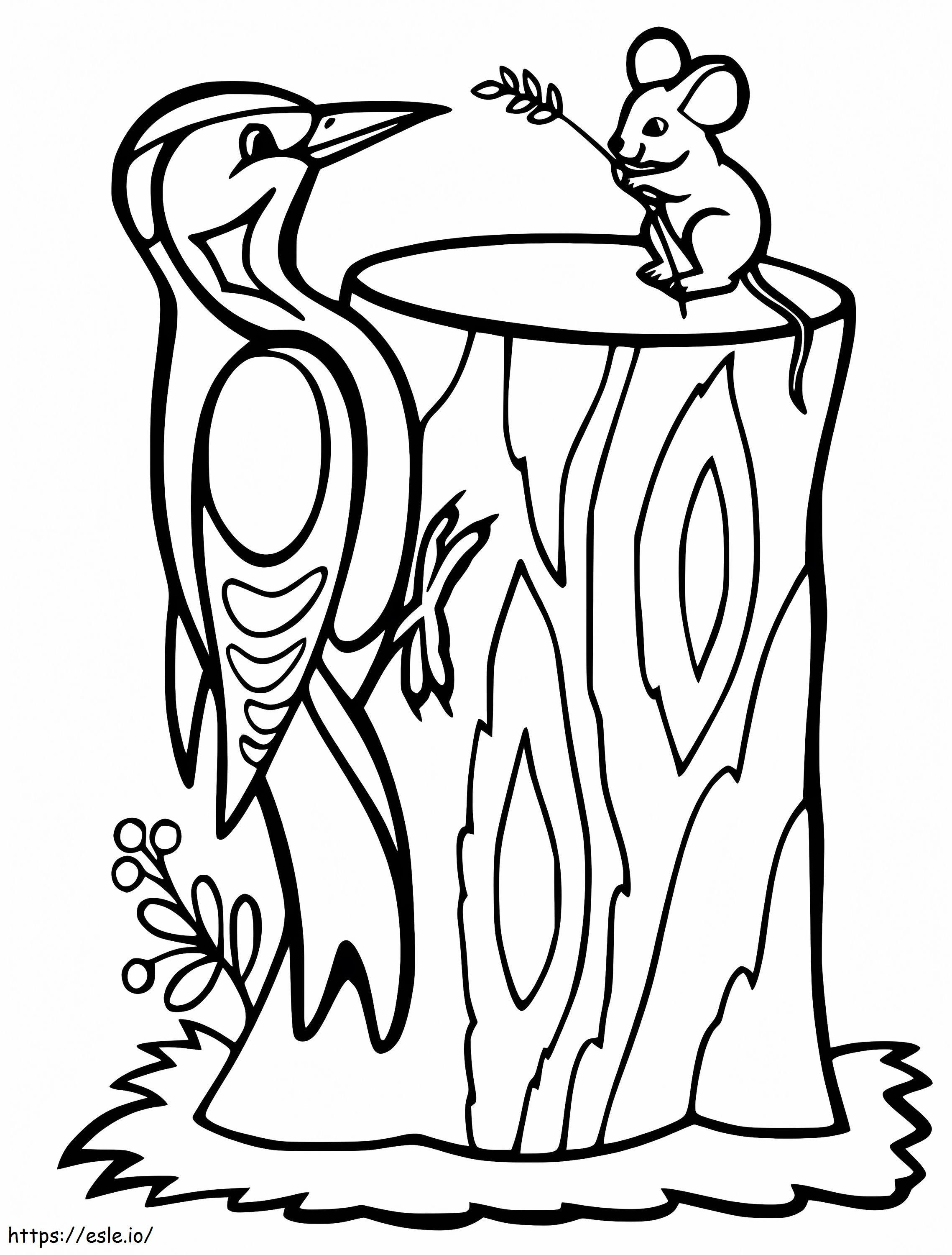 Woodpecker And Mouse coloring page
