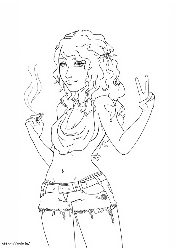 Cool Hippie Girl coloring page