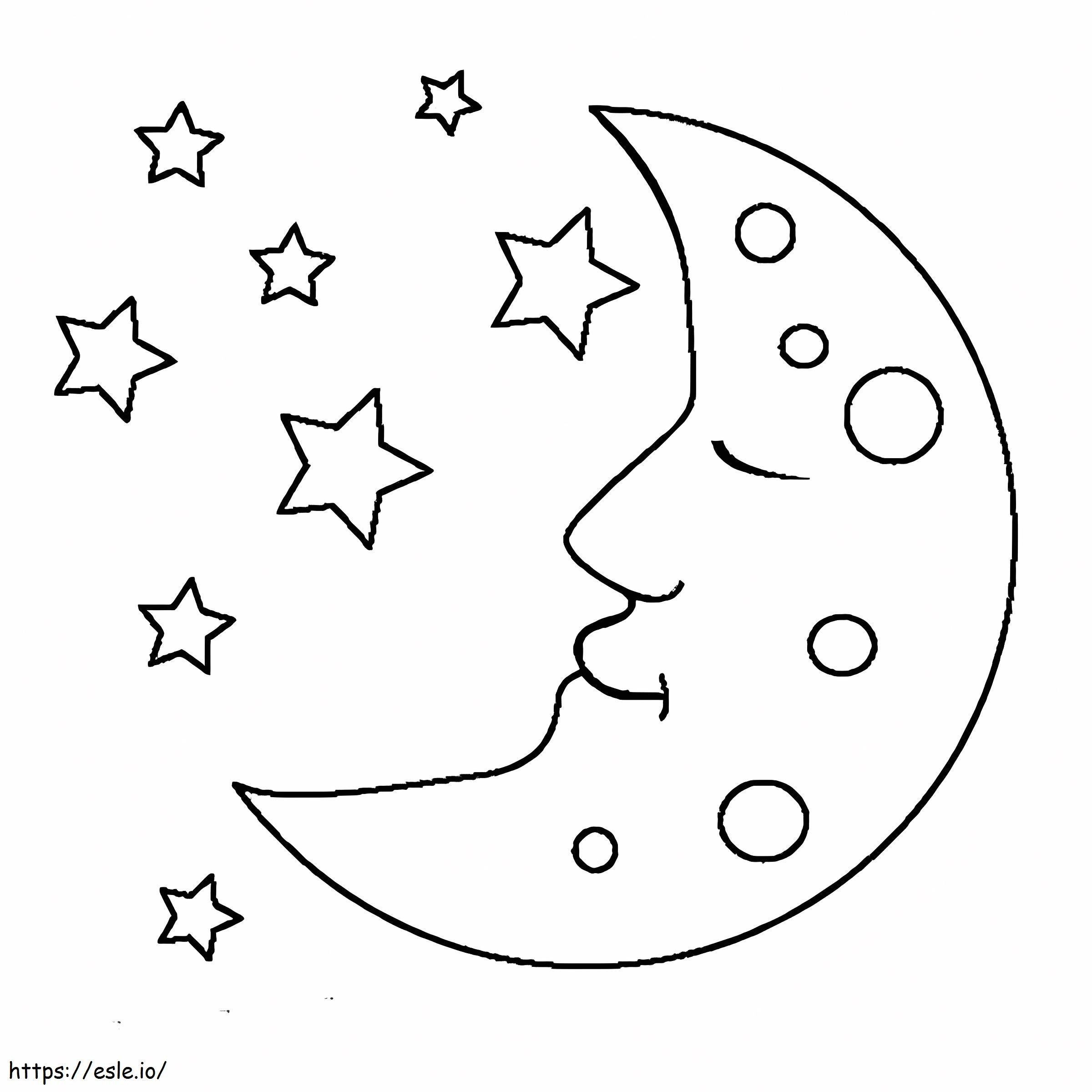 Stars With Moon coloring page