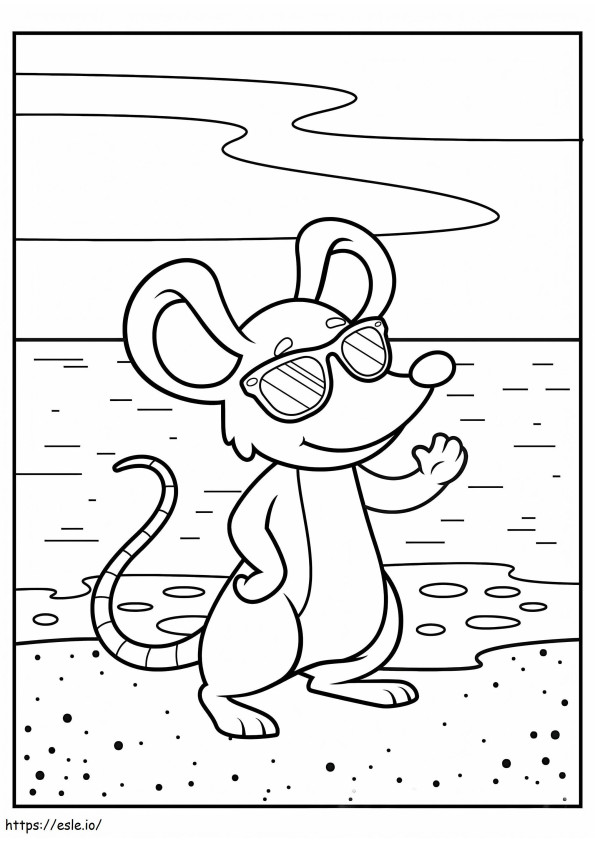Șoarece pe plajă de colorat