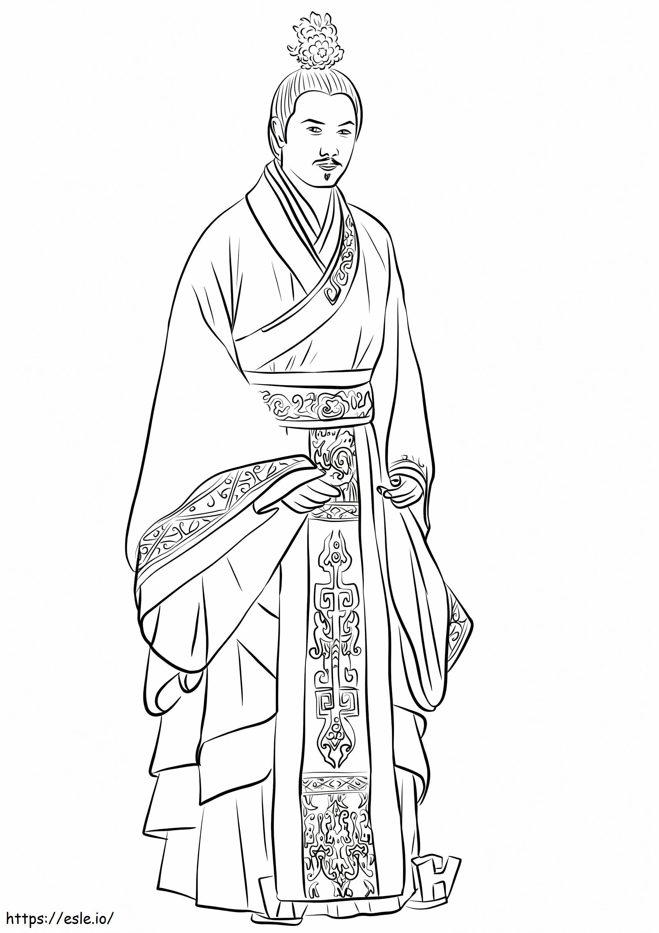 Homem chinês vestindo Hanfu para colorir