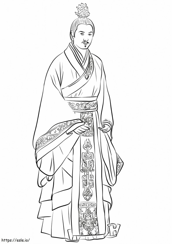 Chinese mens die Hanfu draagt kleurplaat