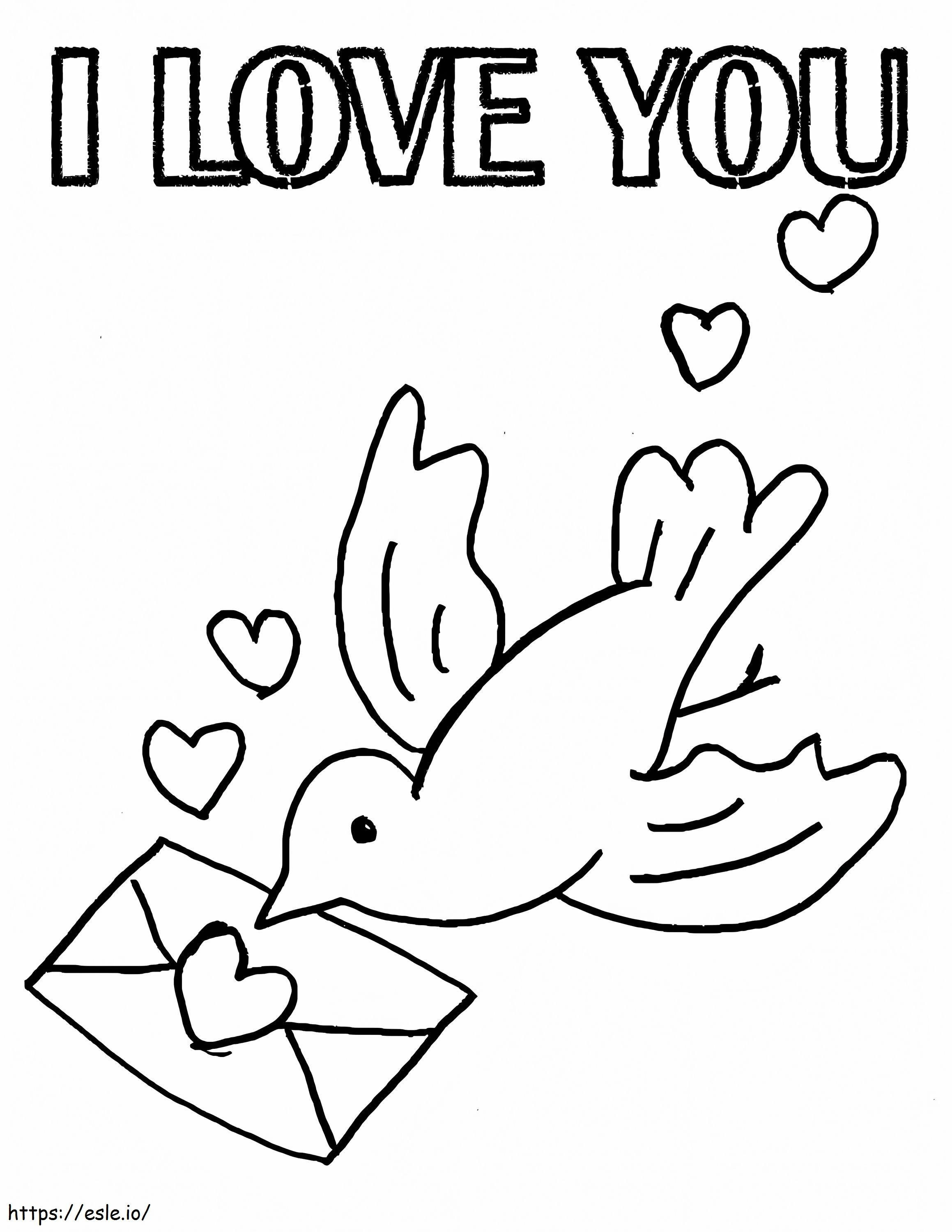 Dove With Love coloring page