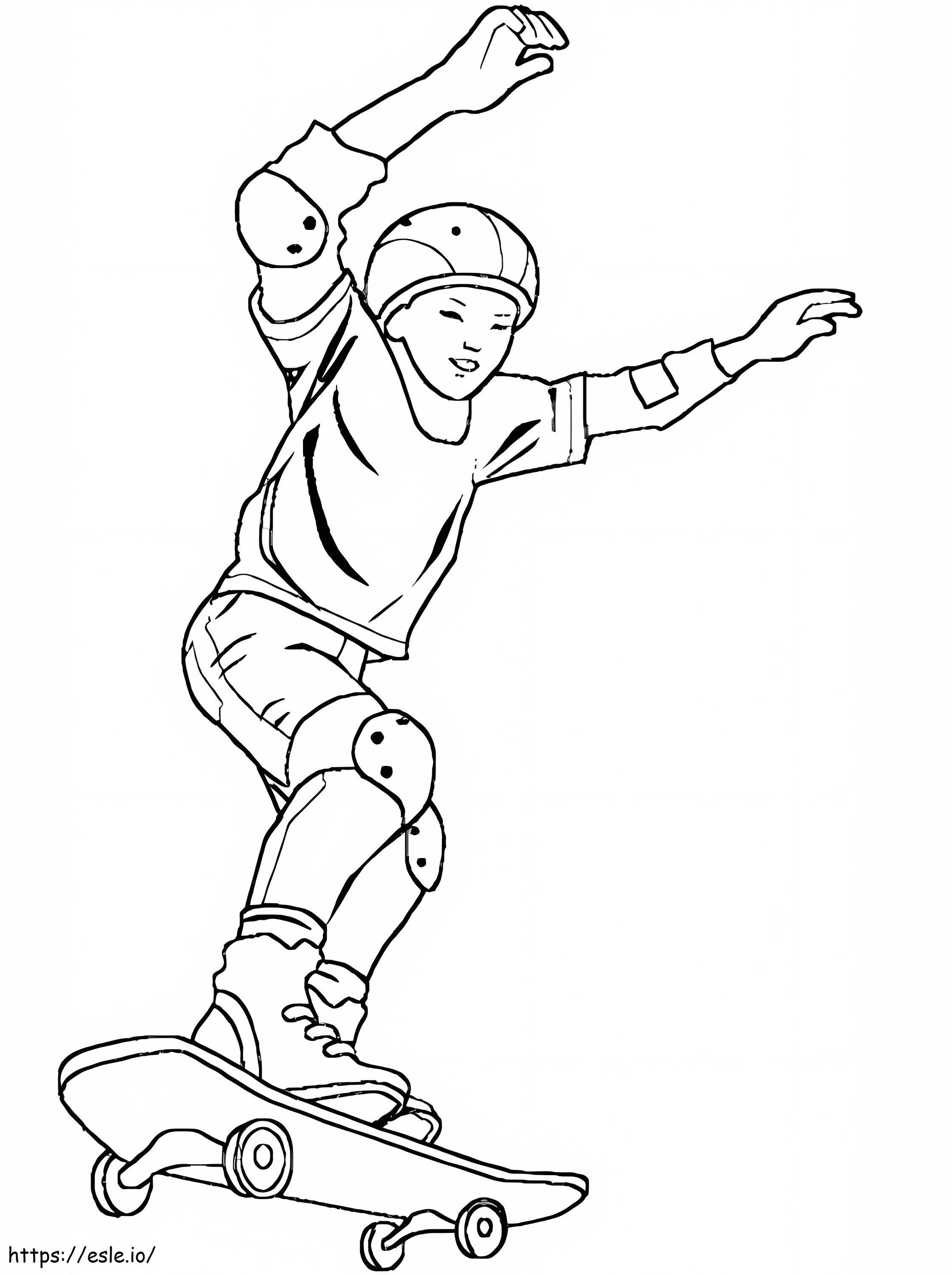 Cool Boy Pe Skateboard de colorat