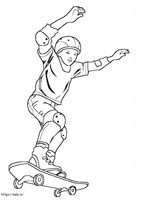 Koele Jongen Op Skateboard kleurplaat
