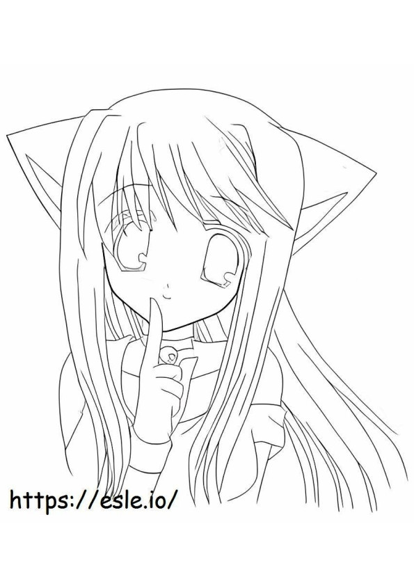 Face Anime Wolf Girl coloring page