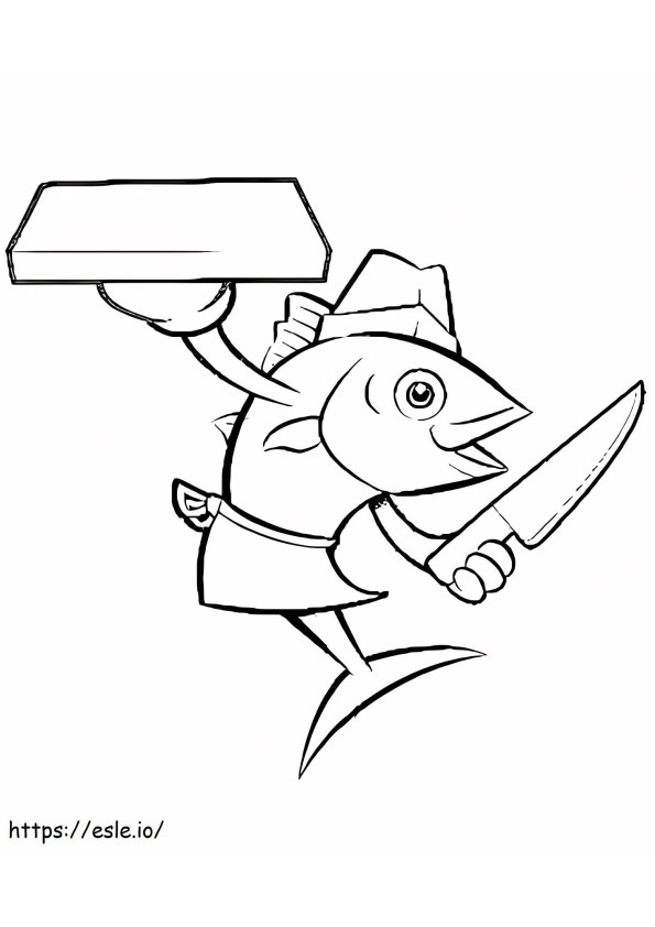 Cartoon-Thunfischkoch ausmalbilder