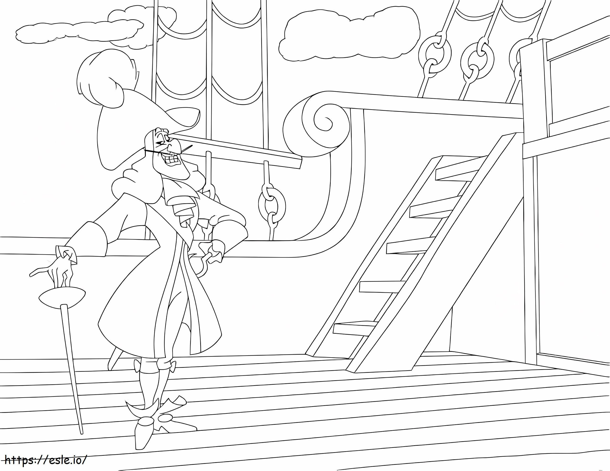 Happy Captain Hook coloring page