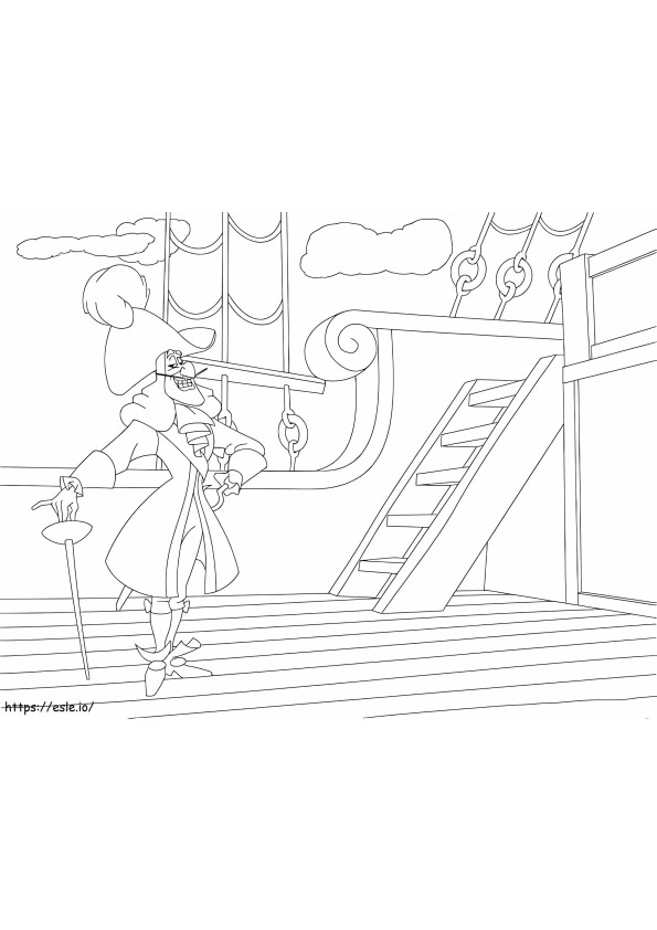 Happy Captain Hook coloring page