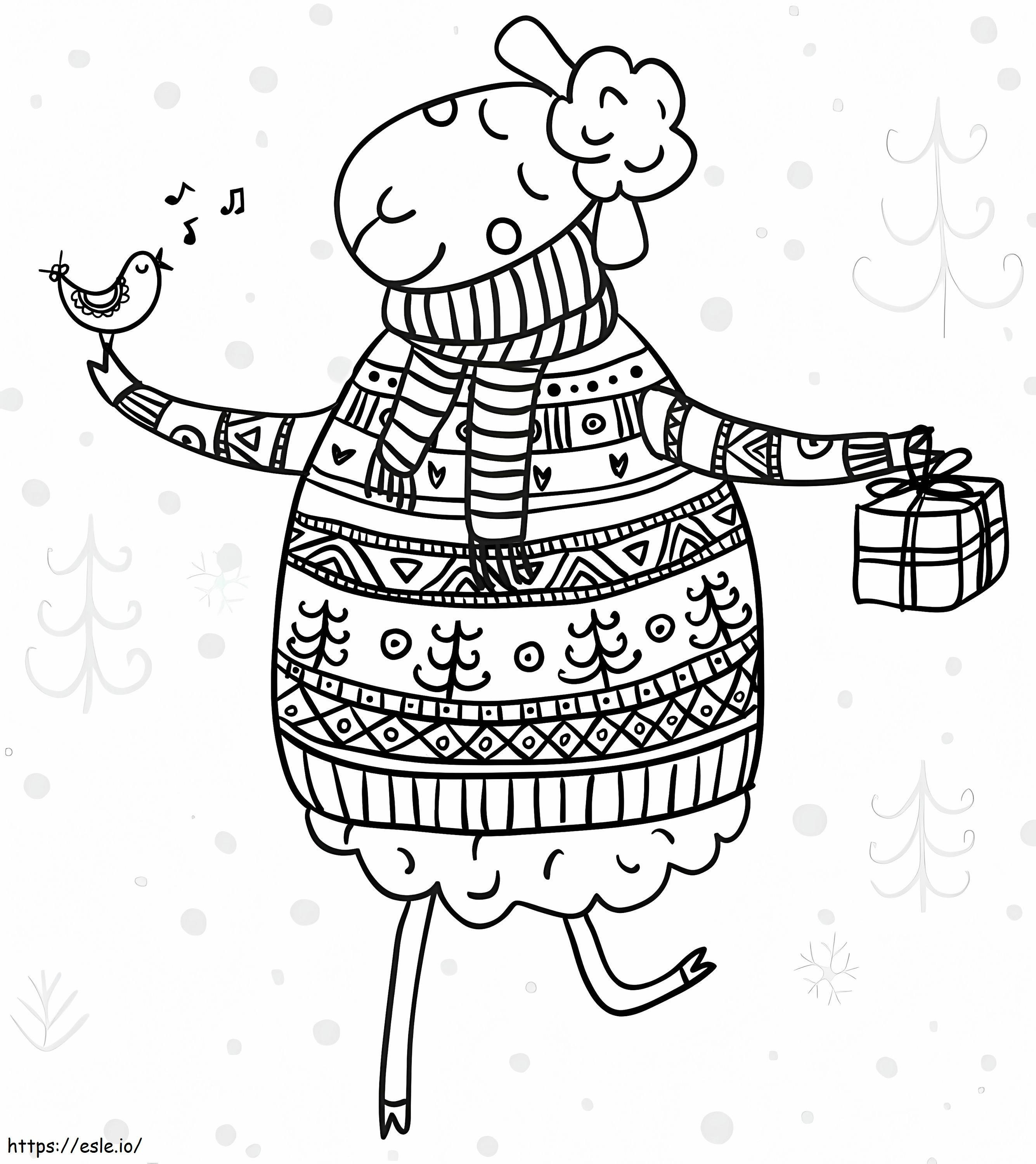 Coloriage Moutons mignons à Noël à imprimer dessin