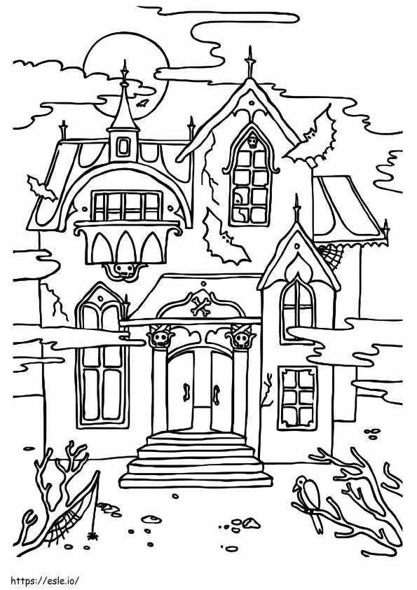 Cartoon Haunted House de colorat