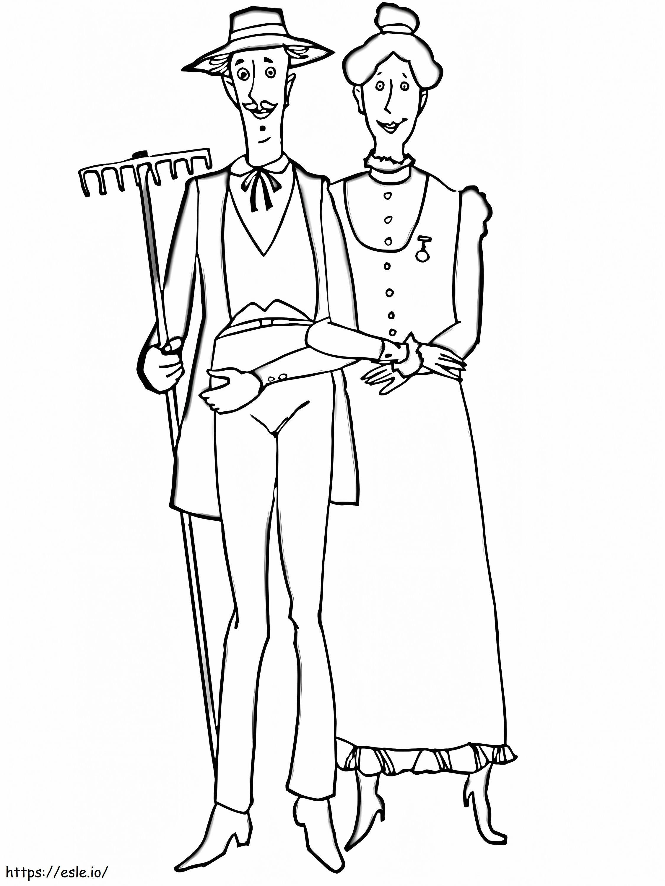 Family Of Farmers coloring page
